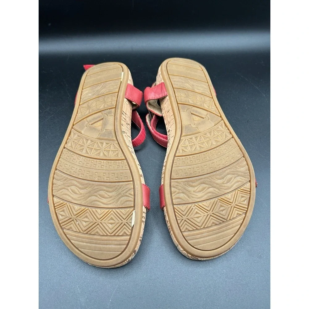Teva Capri Universal Women's 7 Red Leather Sandals Cork Wrap Casual